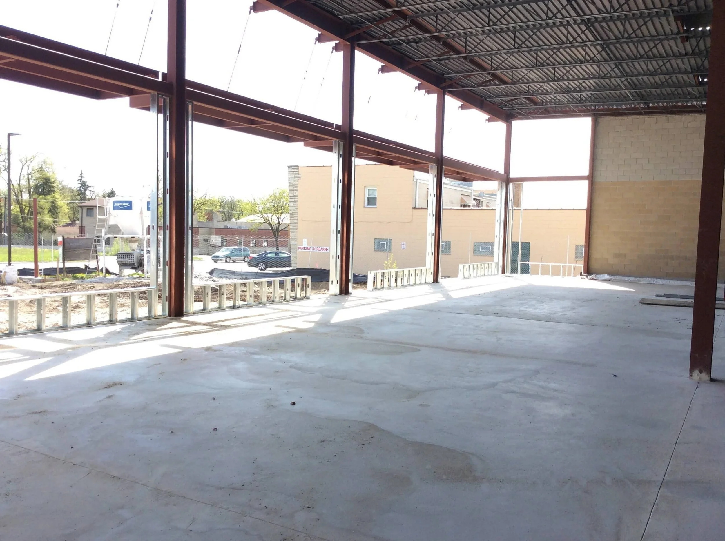 Open retail space structural framing — Downers Grove, IL