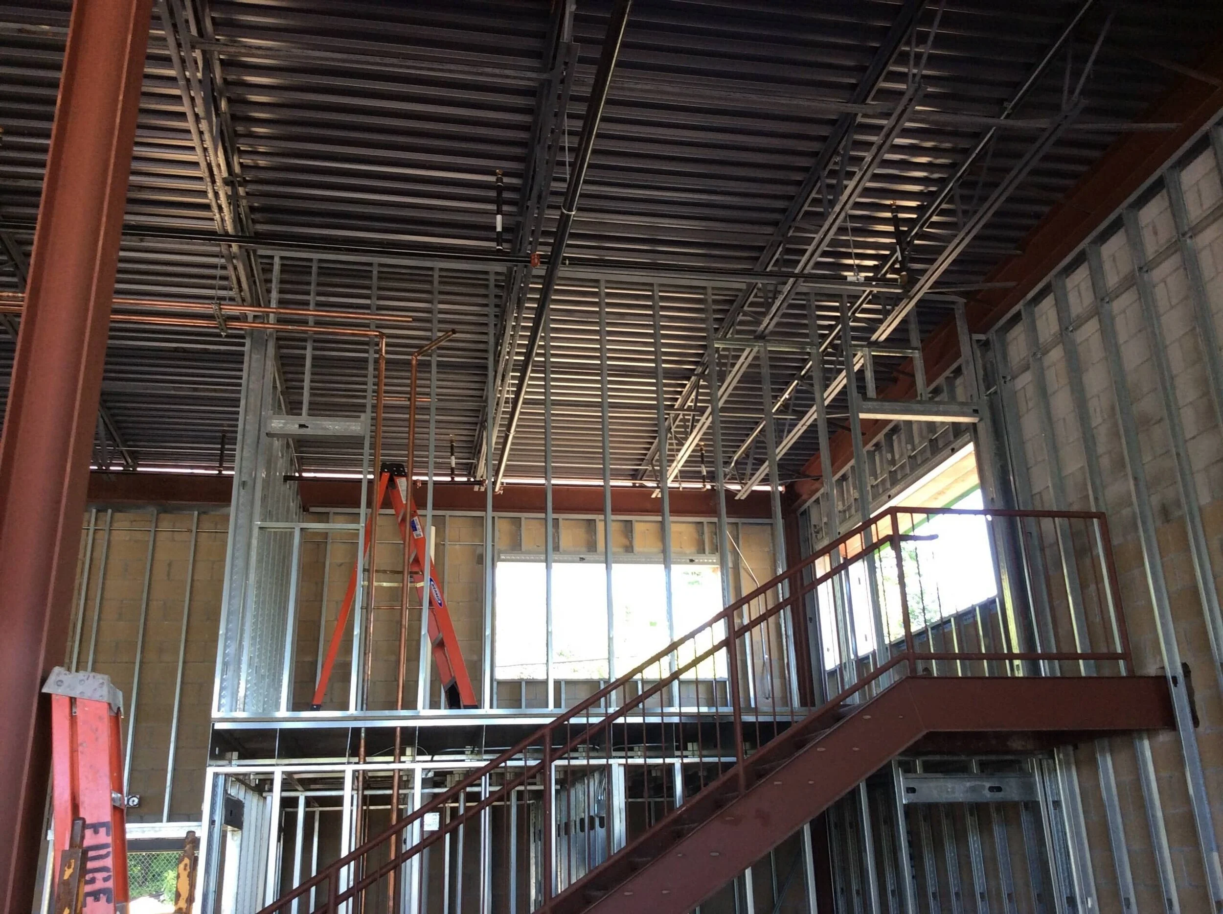 Curtain wall backup framing — Downers Grove retail build-out