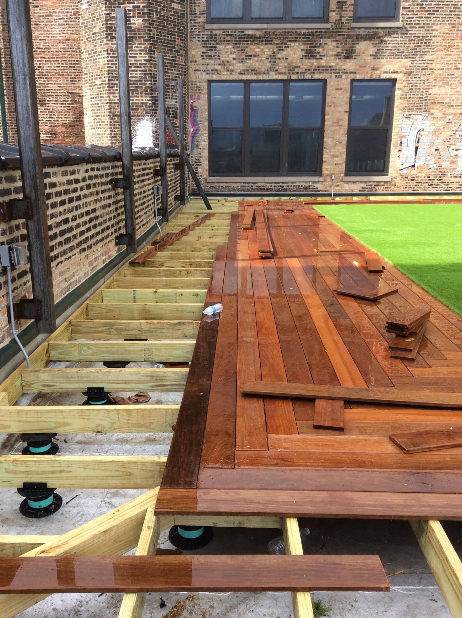 Deck framing and decking installation — Otis rooftop