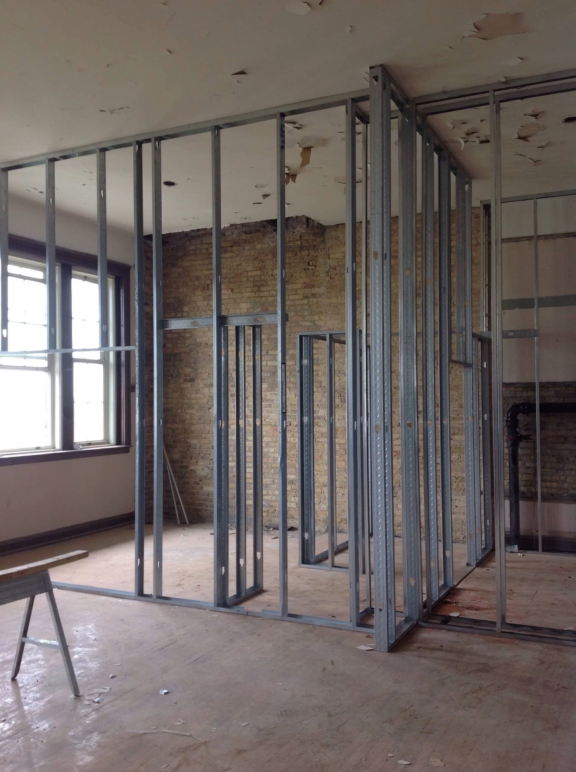 Interior framing renovation — Stewart School historic building