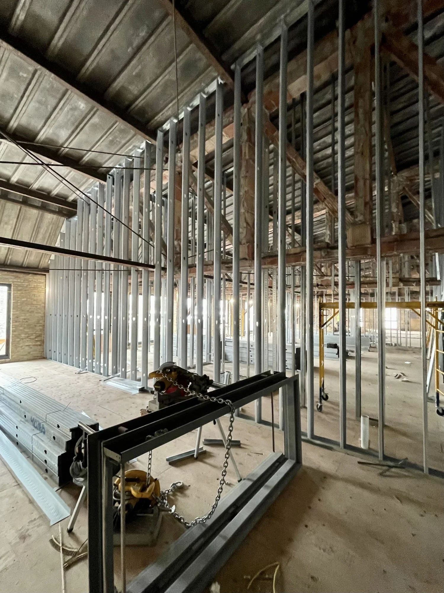 Interior framing progress — Varsity Theater Evanston