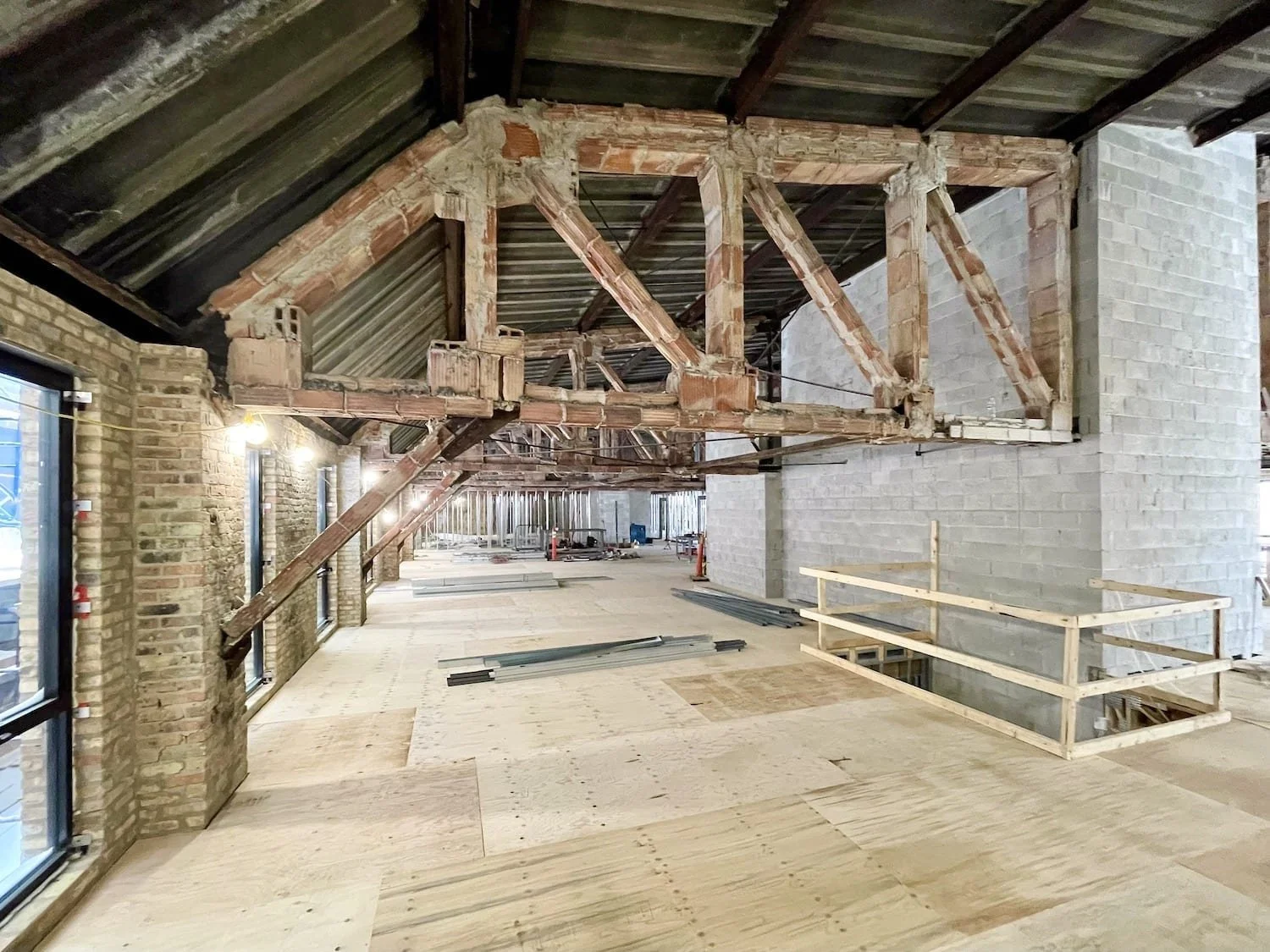 Framing progress across multiple bays — Varsity Theater