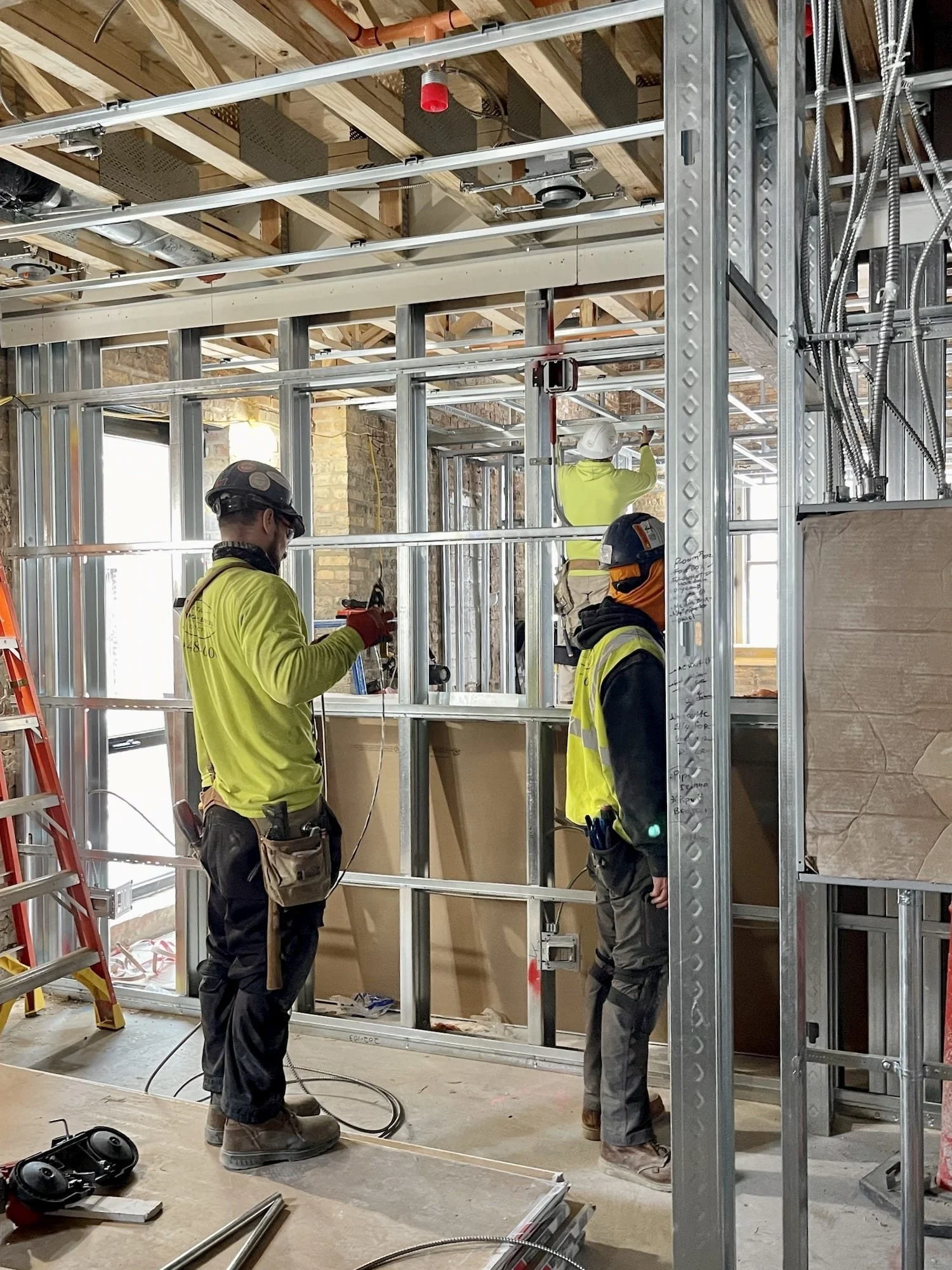 Final framing phase — Varsity Theater historic renovation